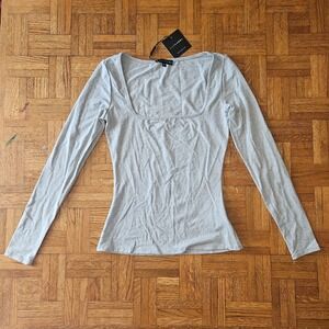 Nwt‎ Jluxlabel Gray Square Neck Long Sleeve Top Size Medium